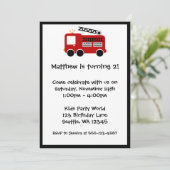 Birthday Party - uitnodiging voor Red Fire Truck (Staand voorkant)