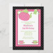 Birthday Party - uitnodiging voor roze en zwarte t (Voorkant)