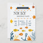 Birthday party-uitnodiging voor visserijliefhebber aankondiging (Voorkant)