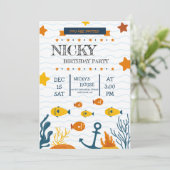 Birthday party-uitnodiging voor visserijliefhebber aankondiging (Staand voorkant)