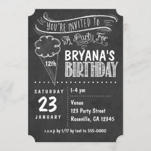 Birthday Party-uitnodigingen voor Chalkboard Ice C Kaart