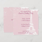 Birthday Party - Uitnodigingen voor de roze Eiffel (Voorkant / Achterkant)