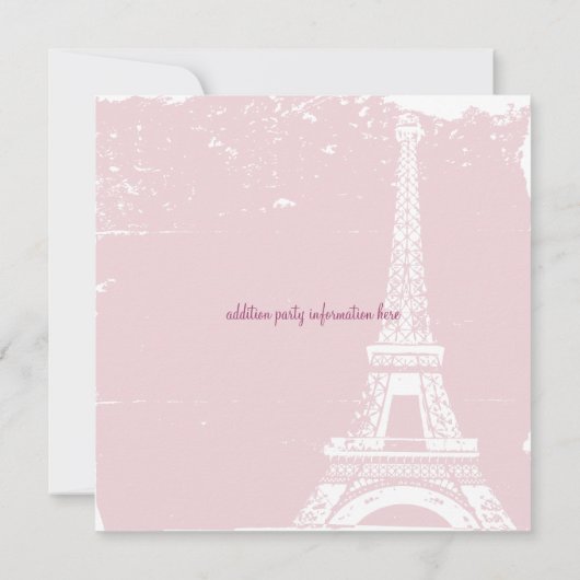 Birthday Party - Uitnodigingen voor de roze Eiffel (Achterkant)