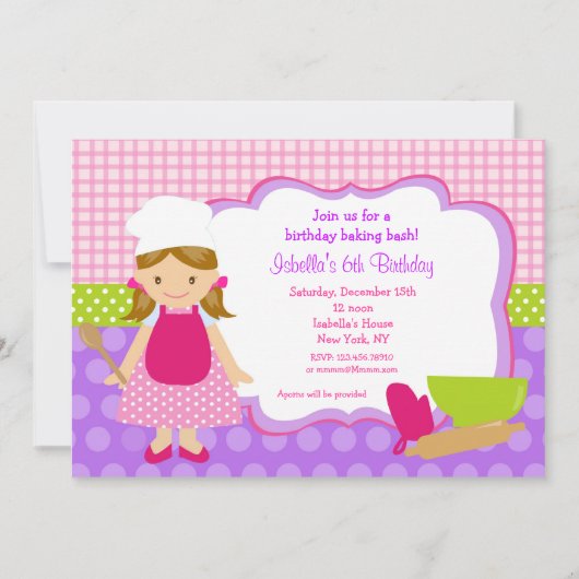 Birthday party-uitnodigingen voor het koken kaart (Voorkant)