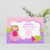 Birthday party-uitnodigingen voor het koken kaart (Staand voorkant)