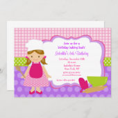 Birthday party-uitnodigingen voor het koken kaart (Voorkant / Achterkant)