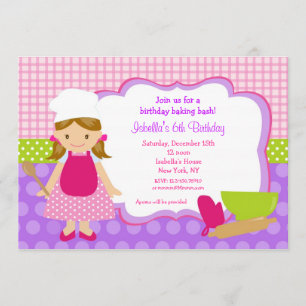 Birthday party-uitnodigingen voor het koken kaart