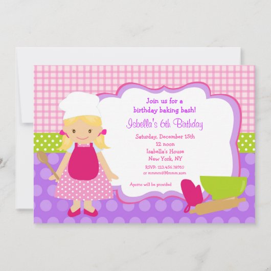 Birthday party-uitnodigingen voor het koken kaart (Voorkant)