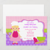 Birthday party-uitnodigingen voor het koken kaart (Voorkant / Achterkant)