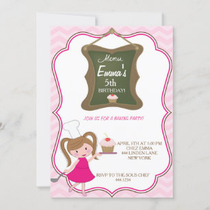 Birthday party-uitnodigingen voor het koken kaart