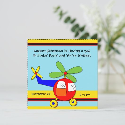 Birthday Party-uitnodigingen voor het vliegen met  Kaart (Staand voorkant)