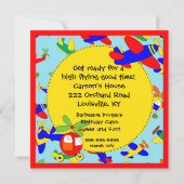 Birthday Party-uitnodigingen voor het vliegen met Kaart (Achterkant)