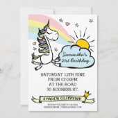 Birthday Party Unicorn Uitnodiging (Voorkant)