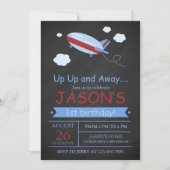 Birthday Party up and Away Airplane Chalkboard Kaart (Voorkant)
