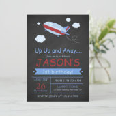 Birthday Party up and Away Airplane Chalkboard Kaart (Staand voorkant)