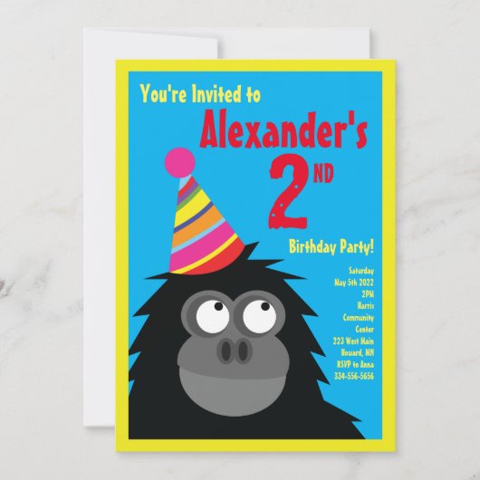 Birthday Party van Ape Animal Kind Kaart (Voorkant)