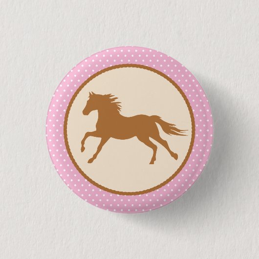 Birthday Party van Cowgirl Horse Kind Ronde Button 3,2 Cm (Voorkant)