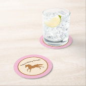 Birthday Party van Cowgirl Horse Kind Ronde Kartonnen Onderzetter (Insitu)