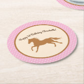 Birthday Party van Cowgirl Horse Kind Ronde Kartonnen Onderzetter (Gebogen)