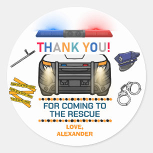 Birthday party van de politie ronde sticker