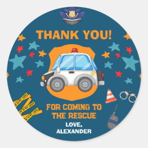 Birthday party van de politie ronde sticker