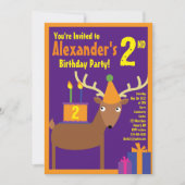Birthday Party van Deer Animal Kind Kaart (Voorkant)