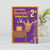 Birthday Party van Deer Animal Kind Kaart (Staand voorkant)
