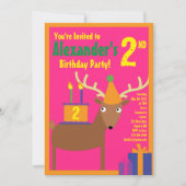 Birthday Party van Deer Animal Kind Kaart (Voorkant)