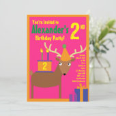 Birthday Party van Deer Animal Kind Kaart (Staand voorkant)