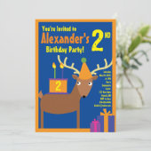 Birthday Party van Deer Animal Kind Kaart (Staand voorkant)