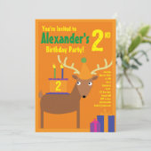 Birthday Party van Deer Animal Kind Kaart (Staand voorkant)