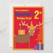 Birthday Party van Deer Animal Kind Kaart (Voorkant)