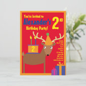 Birthday Party van Deer Animal Kind Kaart (Staand voorkant)