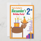 Birthday Party van Deer Animal Kind Kaart (Voorkant)