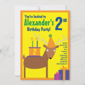 Birthday Party van Deer Animal Kind Kaart (Voorkant)