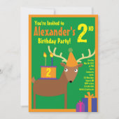 Birthday Party van Deer Animal Kind Kaart (Voorkant)