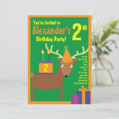 Birthday Party van Deer Animal Kind Kaart (Staand voorkant)