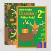 Birthday Party van Deer Animal Kind Kaart (Voorkant / Achterkant)