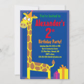 Birthday Party van Giraffe Animal Kind Kaart (Voorkant)