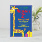 Birthday Party van Giraffe Animal Kind Kaart (Staand voorkant)
