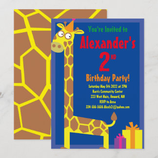 Birthday Party van Giraffe Animal Kind Kaart