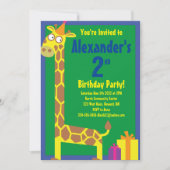 Birthday Party van Giraffe Animal Kind Kaart (Voorkant)