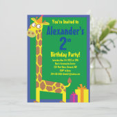 Birthday Party van Giraffe Animal Kind Kaart (Staand voorkant)