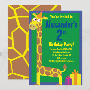 Birthday Party van Giraffe Animal Kind Kaart
