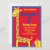 Birthday Party van Giraffe Animal Kind Kaart (Voorkant)