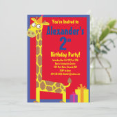 Birthday Party van Giraffe Animal Kind Kaart (Staand voorkant)