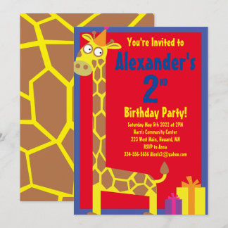 Birthday Party van Giraffe Animal Kind Kaart