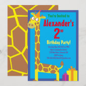 Birthday Party van Giraffe Animal Kind Kaart (Voorkant / Achterkant)