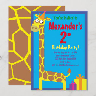 Birthday Party van Giraffe Animal Kind Kaart