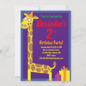 Birthday Party van Giraffe Animal Kind Kaart (Voorkant)